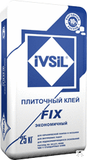 Клей плиточный IVSIL FIX для внутренних работ, экономичный расход 25 кг