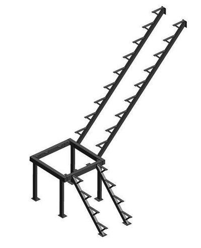 3D Расчет металлической лестницы с поворотом 90 градусов с тетивой зигзаг