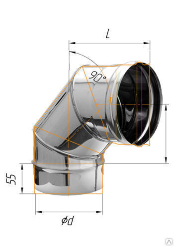 Отвод трубы 90 градусов | Колено дымохода 90° (Ø80)