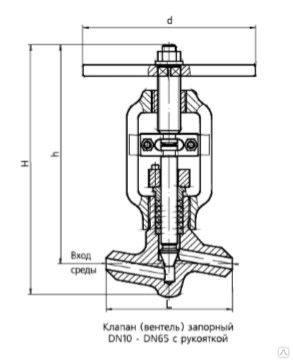 Клапан (вентиль) запорный 1с-13-3 Ду20 Ру16,5 МПа