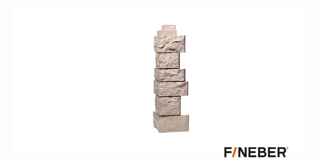 Профиль фасадный Fineber Standart Камень дикий Наружный угол Песочный