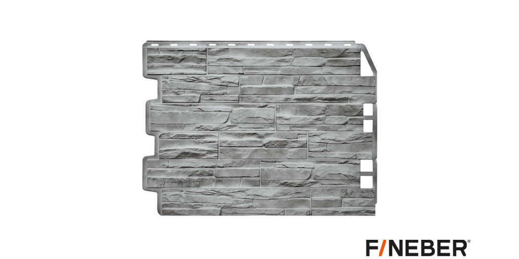 Фасадная панель Fineber Дачный Скол, 3D-Facture Светло-серый