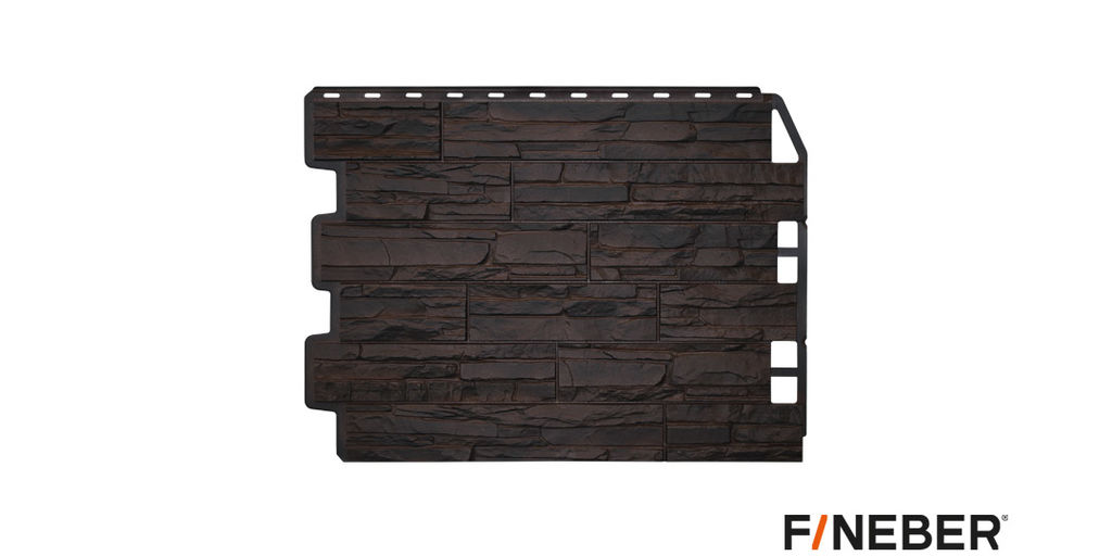 Фасадная панель Fineber Дачный Скол, 3D-Facture Темно-коричневый