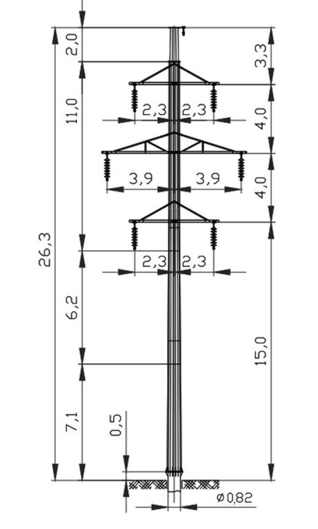 Стальная многогранная опора ПМ110-4Ф
