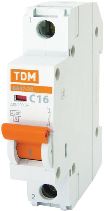 ТДМ Электрик автомат 1P 16А хар-ка С / TDM Electric ВА 47-29 выключатель ав