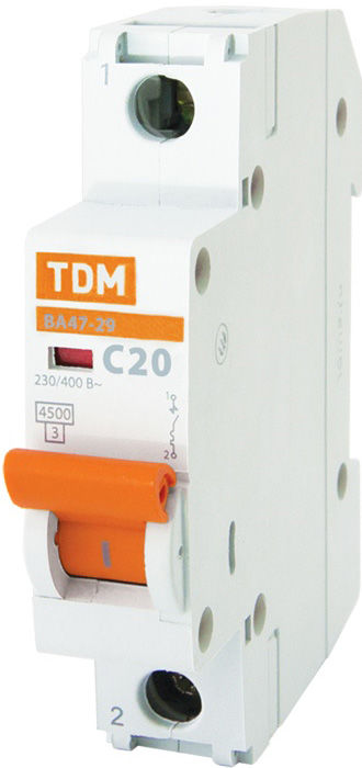 ТДМ Электрик автомат 1P 20А хар-ка С / TDM Electric ВА 47-29 выключатель ав