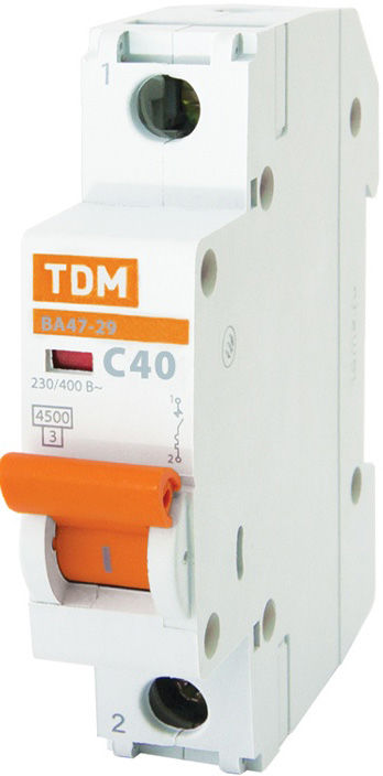 ТДМ Электрик автомат 1P 40А хар-ка С / TDM Electric ВА 47-29 выключатель ав