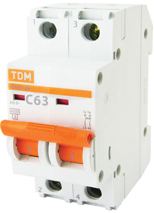 ТДМ Электрик автомат 2P 63А хар-ка С / TDM Electric ВА 47-29 выключатель ав