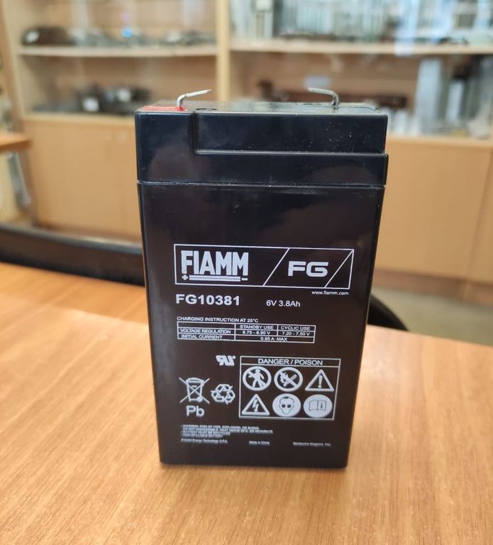 Аккумулятор FIAMM FG 10381 (6-3.8) 6В 3.8 А/ч АКБ 6В 3.8А 6-3.8