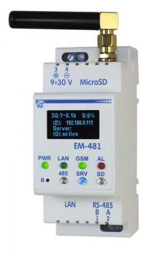 Контроллер web-доступа к управлению Modbus-оборудованием ЕМ-481 3-G GSM модуль