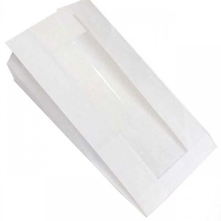 Крафт пакет для хлебобулочных изделий белый 350х200х90