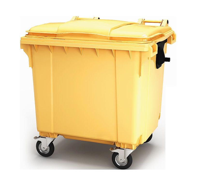 Мусорный контейнер 1100 литров жёлтый