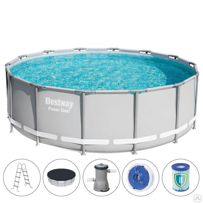 Каркасный бассейн Bestway 427х122 см + фильтр-насос 3028 л/ч, тент ...
