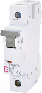 Малогабаритный Автоматический выключатель ETIMAT 6 1p С 4А (6 kA) 