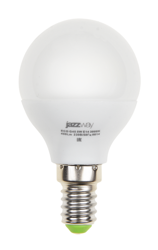 Лампа светодиодная LED 5Вт E14 белый матовая шар Jazzway