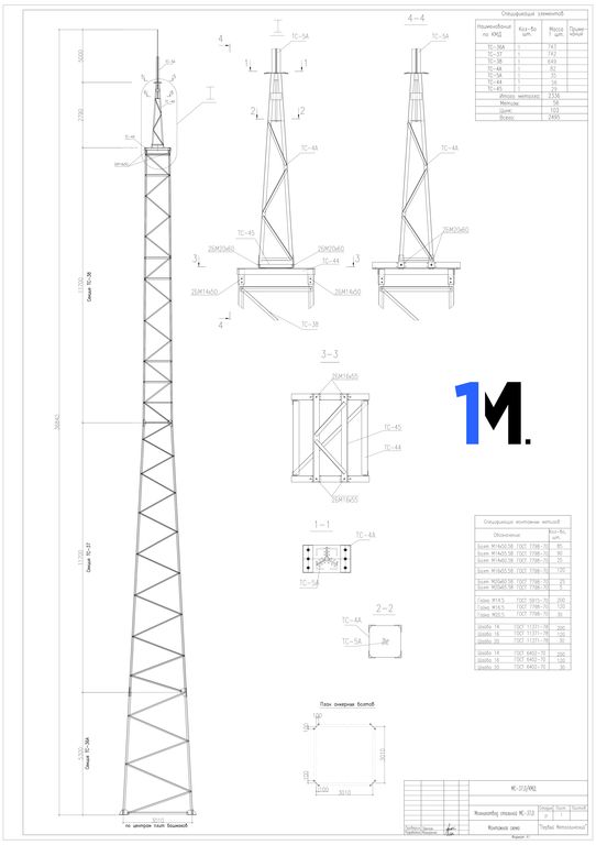 Стальной молниеотвод МС-37,0 серия 3.407.9-172