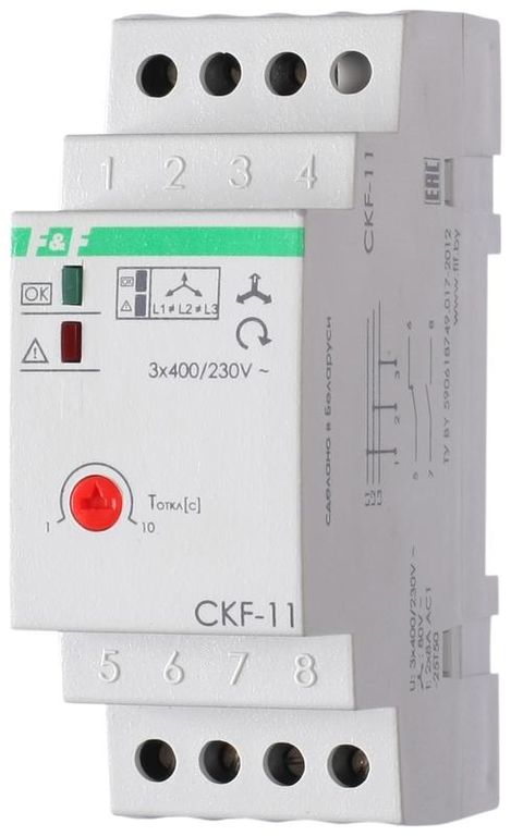 Реле контроля фаз для сетей с изолированной нейтралью CKF-11 (аналог ЕЛ-11Е) F&F EA04.004.003 Евроавтоматика F&F