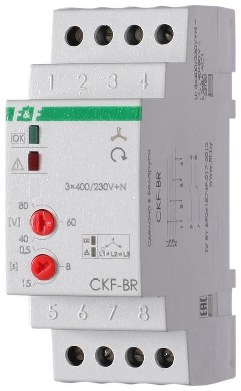 Реле контроля наличия и чередования фаз CKF-BR F&F EA04.002.003