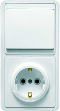 Блок БКВР-031 Бэлла (1-клавишный выключатель + розетка с заземлением) цвет белый Кунцево 5819 Кунцево-Электро