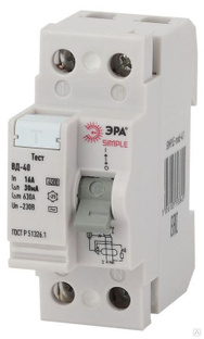 Выключатель дифференциального тока (УЗО) 2п 16А/30мА ВД-40 (электронное) SIMPLE-mod-41 ЭРА Б0039261 Эра 