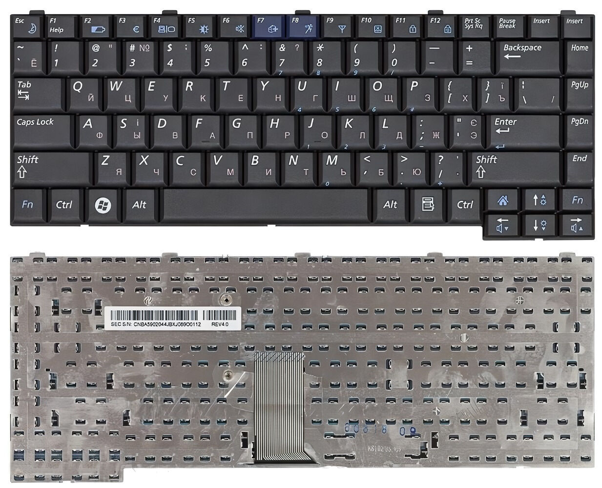 Клавиатура для ноутбука Samsung R60 R70 R508 R509 p/n: 148755611, 9J.N0Q82.B0U
