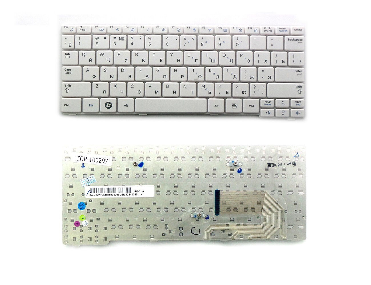 Клавиатура для ноутбука Samsung N140 N144 N145 N148 N150 белая p/n: BA59-02686D, BA59-02686C
