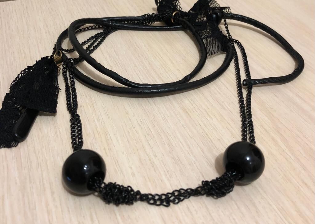 Ожерелье черное из кожанной веревки