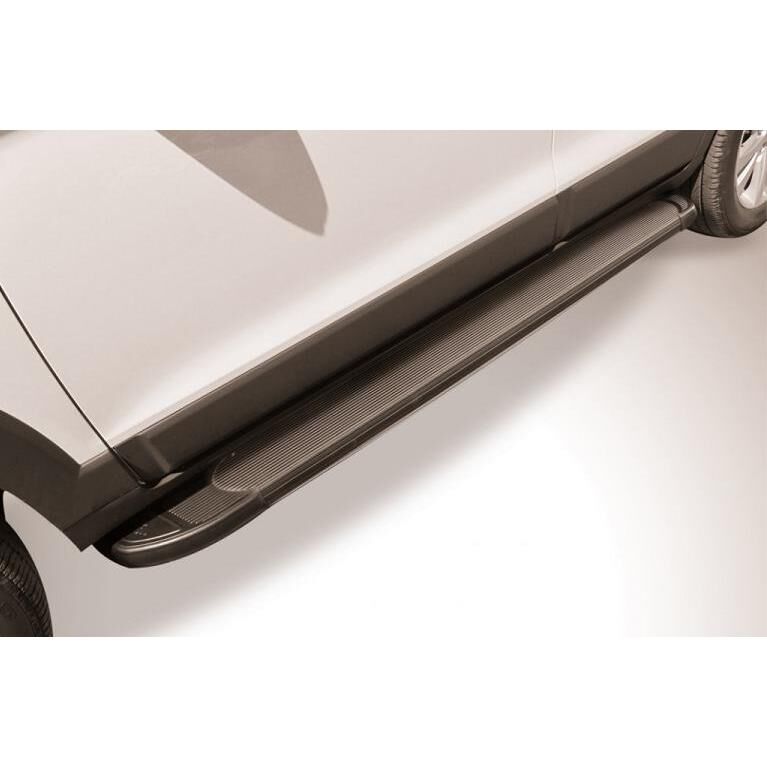 Пороги алюминиевые Optima Black 2000 черные Volkswagen Amarok (2013)