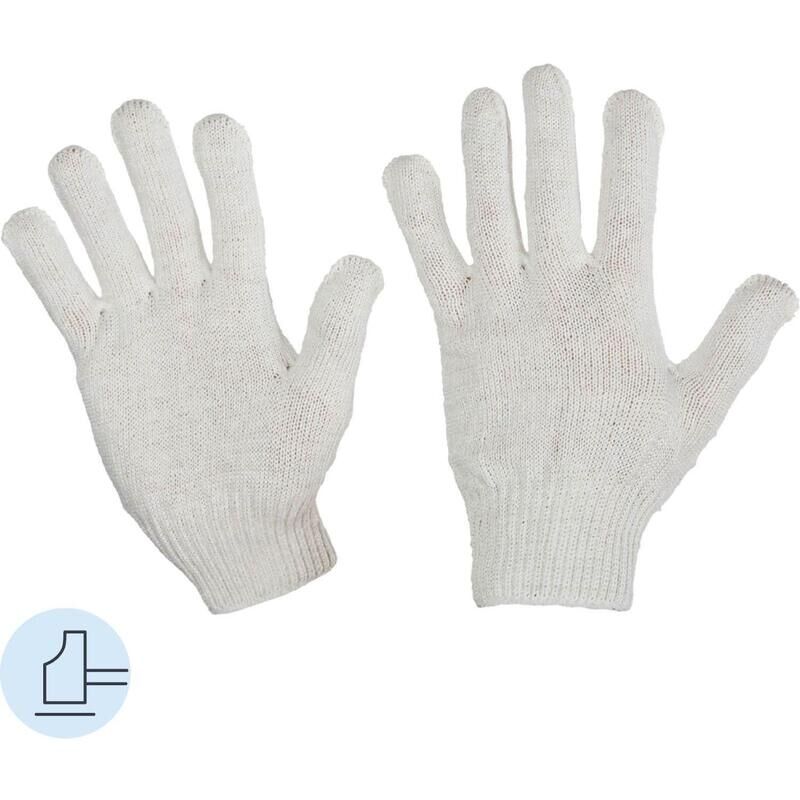 Перчатки защитные трикотажные белые (4 нити, 10 класс, универсальный размер, 50 пар в упаковке) NoName