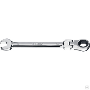 ЗУБР 14 мм, шарнирный трещоточный гаечный ключ, Профессионал (27101-14) Зубр 