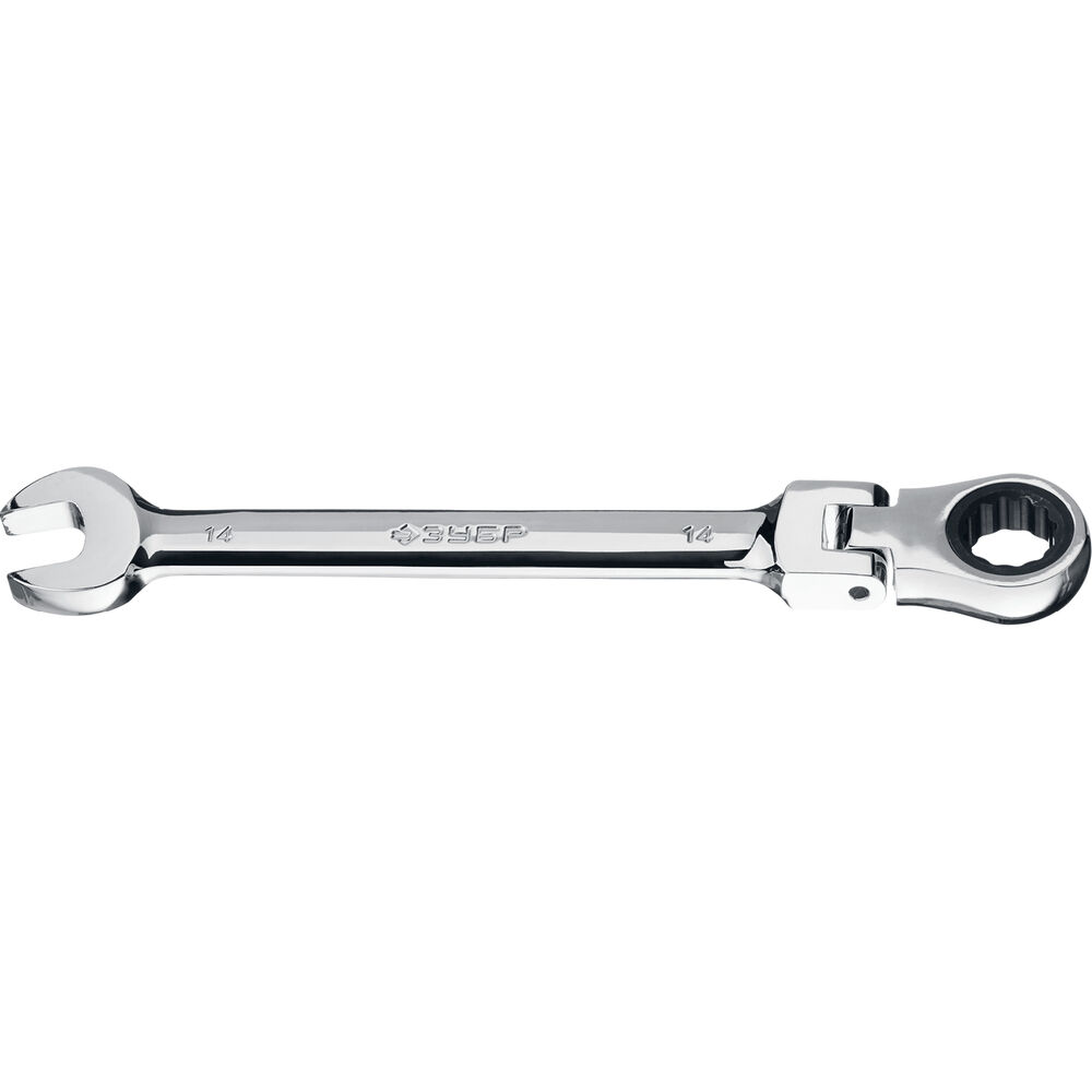 ЗУБР 14 мм, шарнирный трещоточный гаечный ключ, Профессионал (27101-14) Зубр