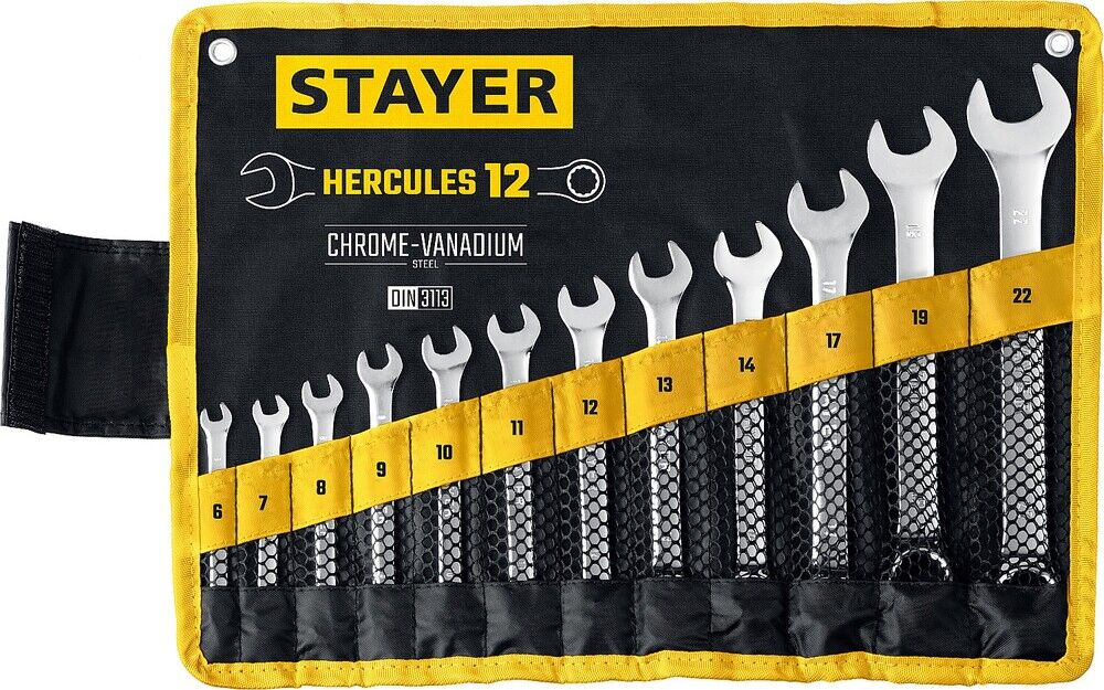 STAYER HERCULES, 12 шт, 6 - 22 мм, набор комбинированных гаечных ключей, Professional (27081-H12) 27081-H12_z01