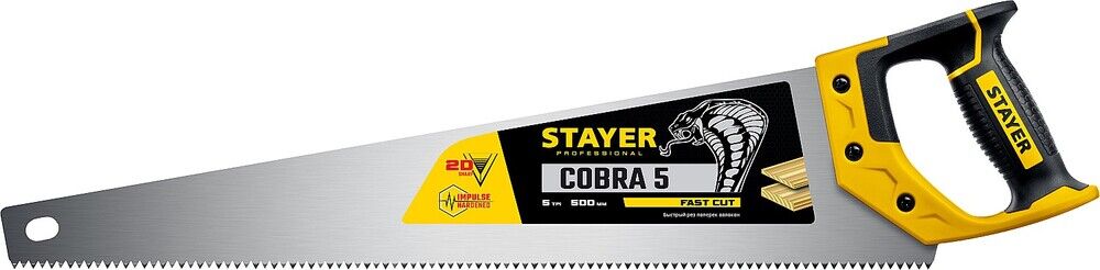 STAYER Cobra 5, 500 мм, ножовка по дереву, Professional (1506-50) 1506-50_z02