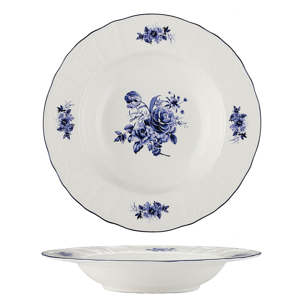 Тарелка глубокая для супа 23 см,коллекция "Blue Flower" P.L. Proff Cuisine