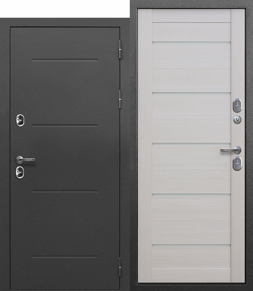 Дверь входная металлическая с терморазразрывом 11 см ISOTERMA Серебро Лиственница беж Царга