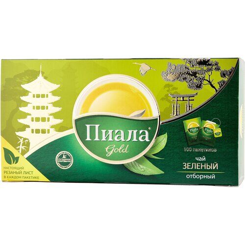 Чай Пиала Gold зеленый, 100 пакетиков в фольге
