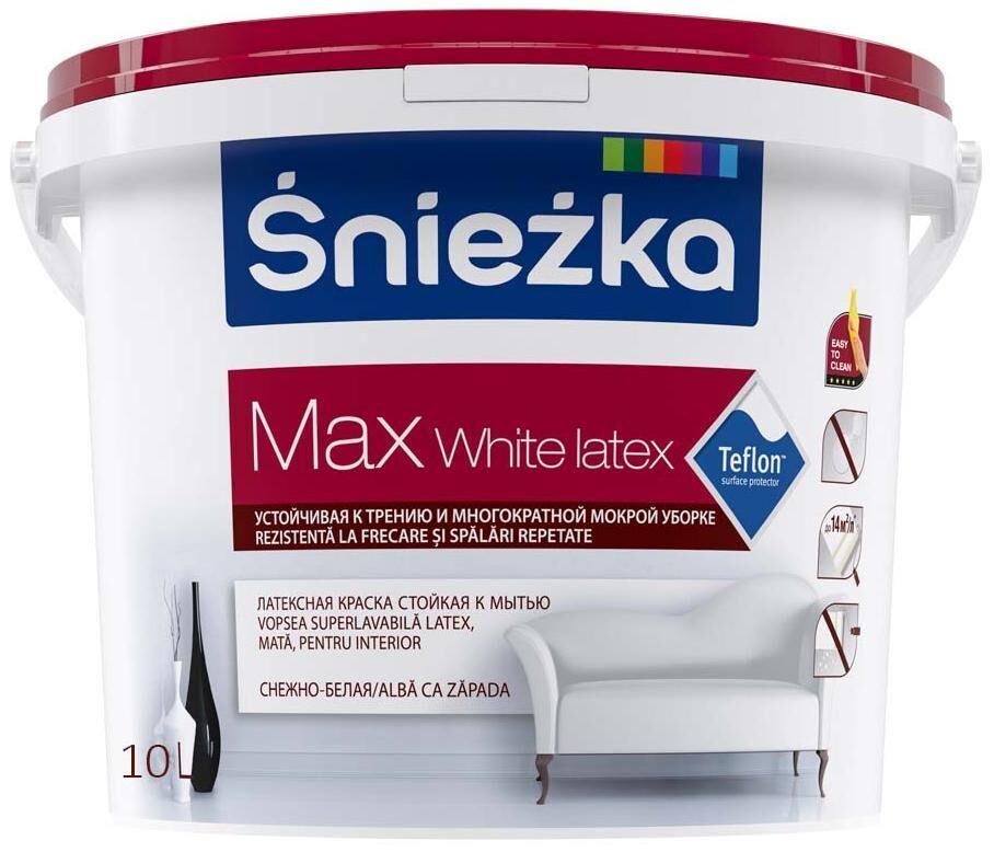 Краска Sniezka Max White Latex латексная белая, РП 5