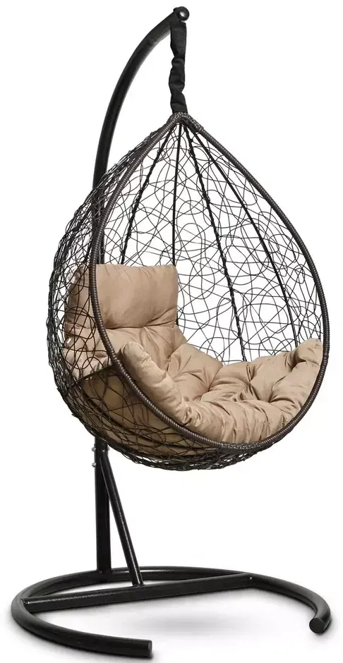 Подвесное кресло-кокон SEVILLA COMFORT коричневое, бежевая подушка (Laura Outdoor)