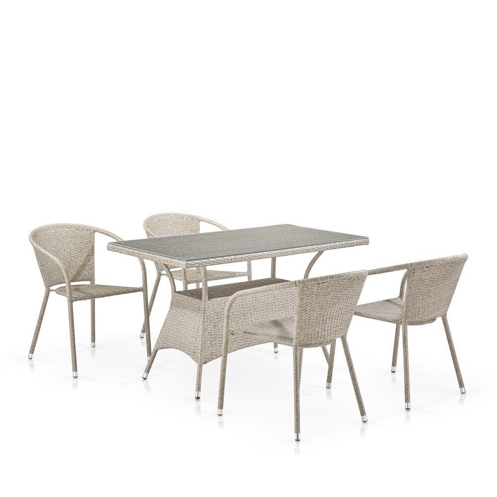 Комплект плетеной мебели T198D/Y137C-W85 Latte (4+1) Afina