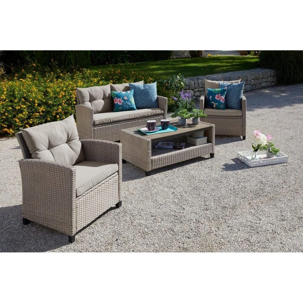 Плетеный комплект мебели с диваном AFM-804B Beige-Grey Afina