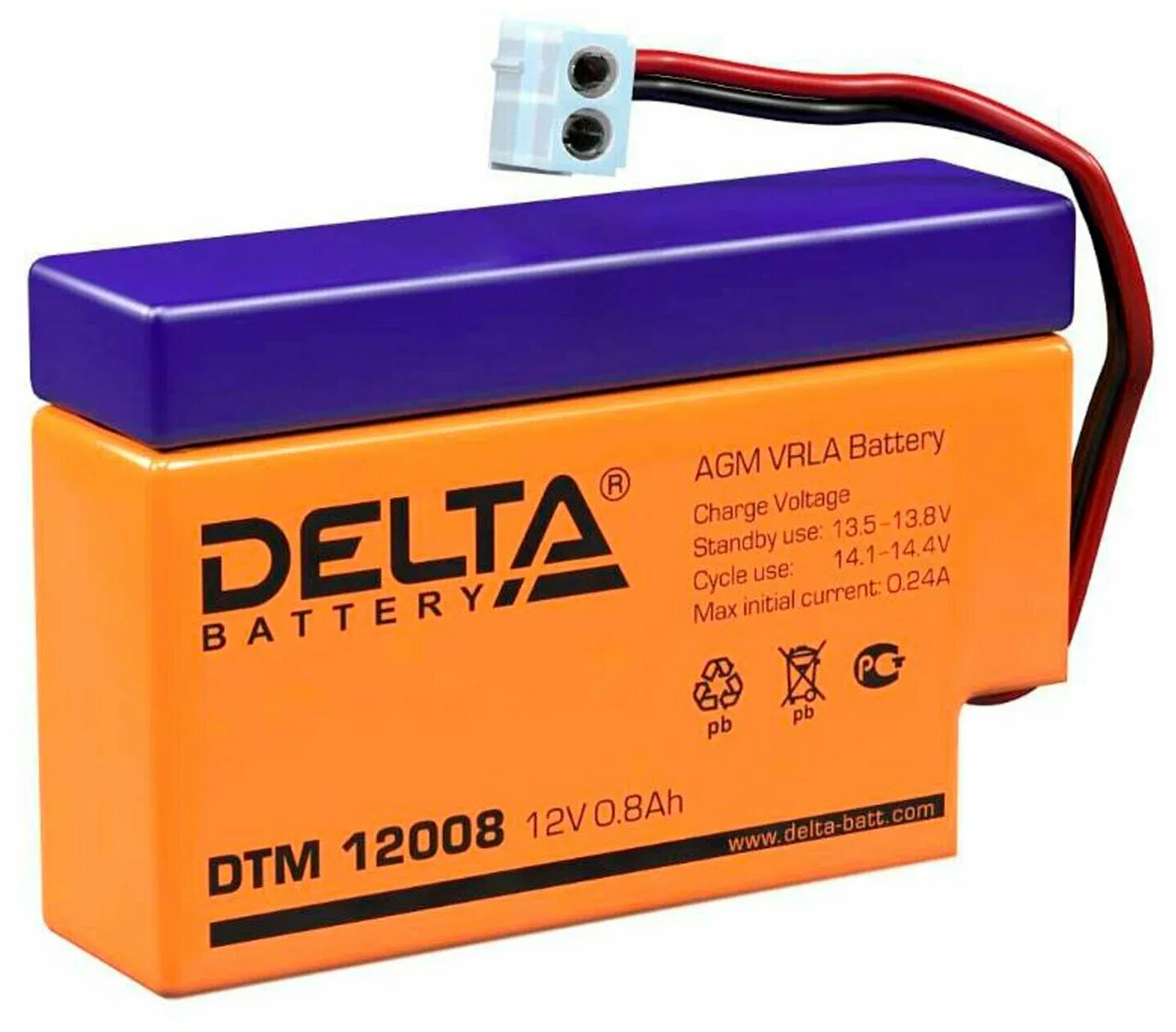 Аккумулятор 12 В 0.8А.ч Delta DTM 12008