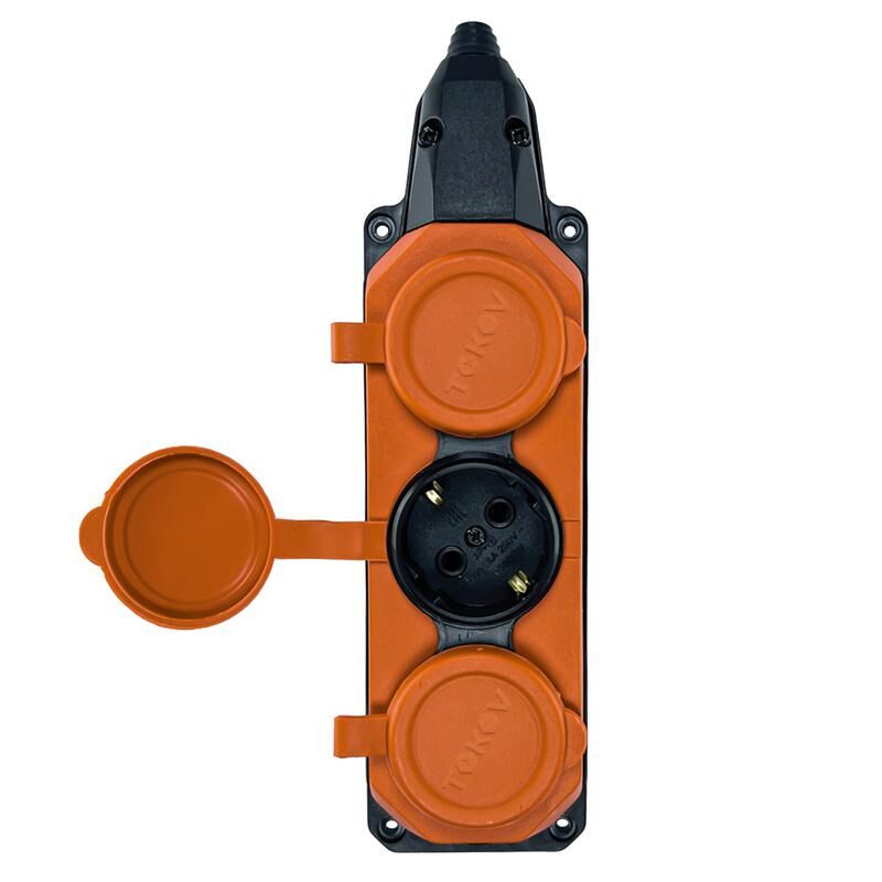 Колодка удлинителя 3-м с заземл. 16А IP44 каучук оранж. TOKOV TKE-C10-KK3-Z TOKOV ELECTRIC