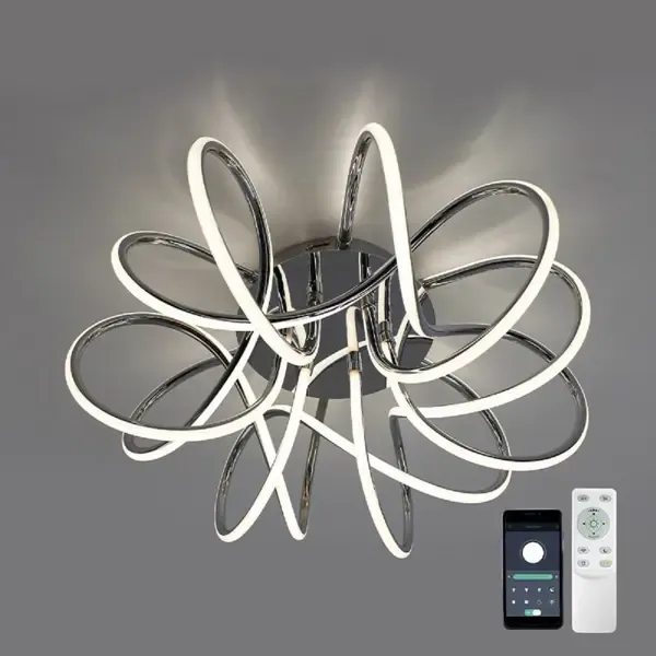 Люстра светодиодная Estares Liana muse с пультом управления, 15 м², изменение оттенков белого, цвет хром