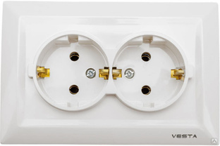 Розетка Vesta-Electric Roma White двойная c заземлением 