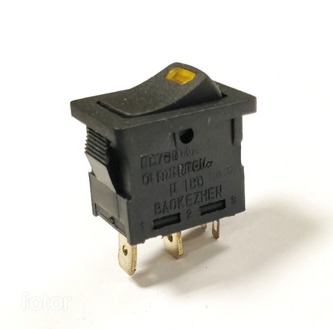 Переключатель с подсветкой SC-768, 4 контакта 6А 220B (жёлтый светодиод) 1