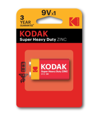 Солевая батарейка Kodak Extra Heavy Duty 6F22-1BL [K9VHZ-1B]