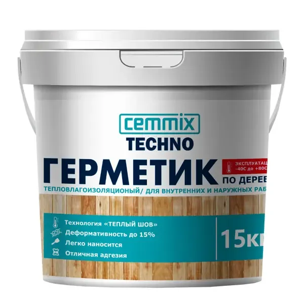 Герметик для Теплых швов Cemmix акрил для деревянных поверхностей сосна ведро 15 кг CEMMIX None