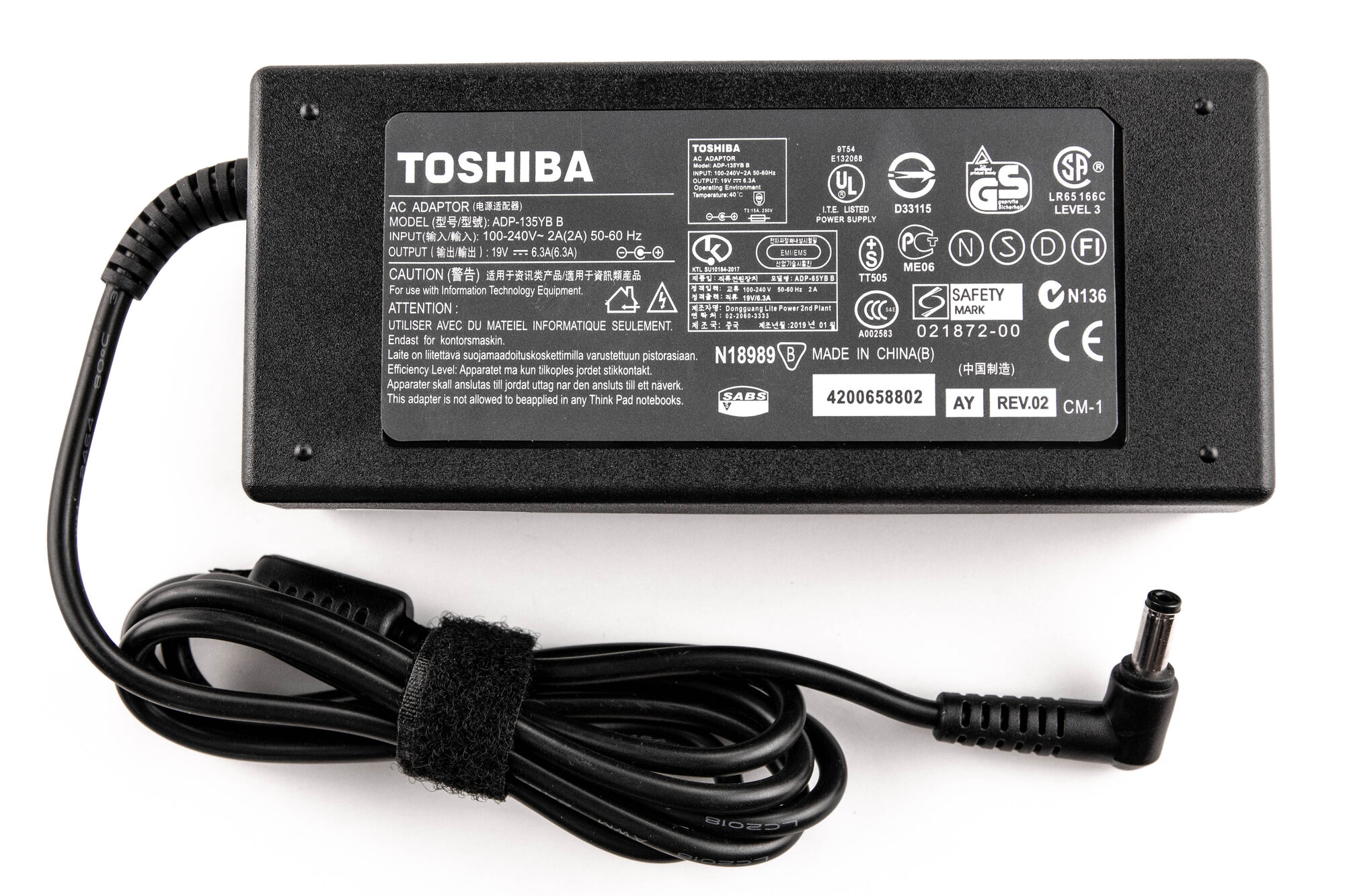 Блок питания для ноутбука Toshiba 19V 6.3A (5.5x2.5) 120W ORG