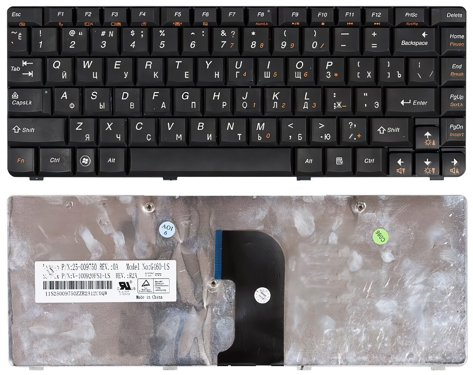 Клавиатура для ноутбука Lenovo G460 G465 p/n: 25-009804, 25009804, G460-RU, N2L-RU, 9Z.N5JSN.00R