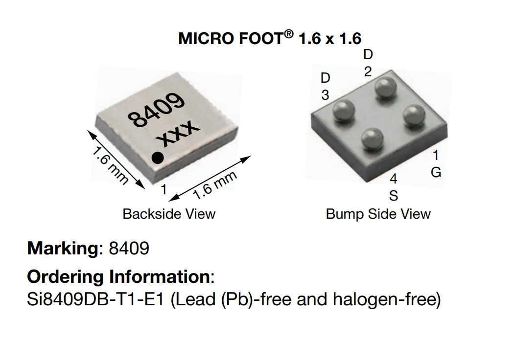 Микросхема Si8409DB N-Channel MOSFET 30V 6.3A MICRO-FOOT Vishay